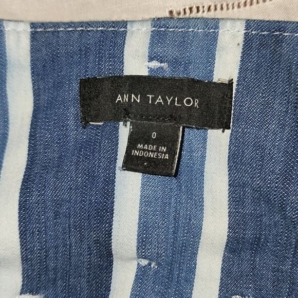 Ann Taylor High Waisted Wide Leg Belted Blue Jean Sz. 0 Capris w Pockets - Picture 5 of 10
